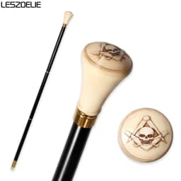 93cm Masonic Skull Walking Stick Resin Handle Red & Black German Beech Wooden Canes for Men And Women Freemasonry Design Cane