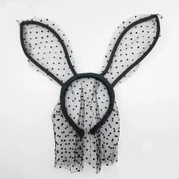 Party Rabbit Bunny Ears Headband With Lace Eye Mask Black/Red Masquerade Birthday Anime Cosplay Costume Halloween Christmas