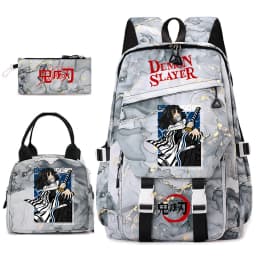Demon Slayer Anime Backpack Set for Girls Demon Slayer 3Pcs School Bag Lunch Kit Pouch