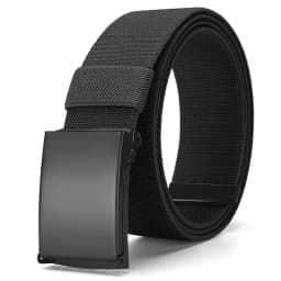 Stylish Classic Nylon Rubber Stretch Casual Versatile Belt; Sturdy, Durable, Minimalist Flap Elastic Smooth Buckle Men's Belt