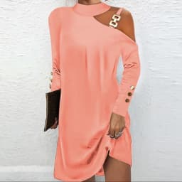 Women Sexy Off Shoulder Halter Neck Mini Dress Autumn Long Sleeve Casual Loose Solid Color Dresses Elegant Office Lady Clothing