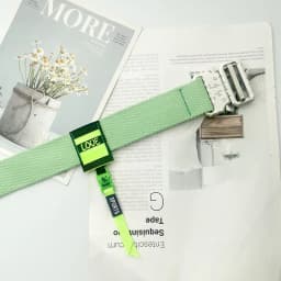 Functional Buckle Belt Men's Tooling Hip-hop Ins Fluorescent Green Decorative Belts Personality Silver Buckle Canvas Light Belt