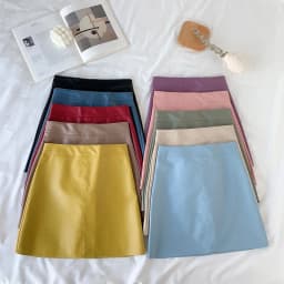 Solid Zipper Wrap Hip Leather Skirt Autumn Winter New Korean High Waist Mini Skirt Female Chic Sexy Club A-line Pu Skirts Women