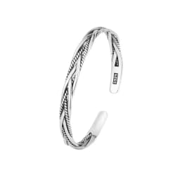 New Vintage Thai Silver Woven Fried Dough Twists Bangle 925 Sterling Silver Jewelry Opening Bracelets SL008