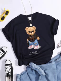 Teddy Bear Goes Out,Be Confidence Be Positive Tshirt Original Soft Tshirt Trend Simple Tee Top Summer Individual Women Tshirt