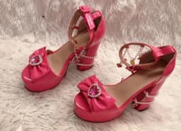 Peep Toe Platform Chunky Heel Sandals 2022 New Women Shoes Summer Sweet Cool Retro Fashion Flash Diamond Love Pearl Chain