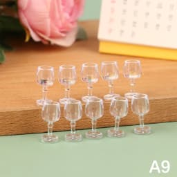 10Pcs Mini Red Wine Cup Simulation Furniture Wine Glass Goblet for Dollhouse Decoration 1:12 Dollhouse Miniature Accessories