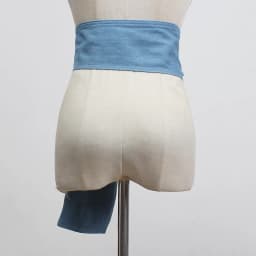 [EAM]  Blue Denim Big Buckle Irregular Split Joint Long Wide Belt Personality Women New Fashion Tide All-match Spring 2026 1Y100