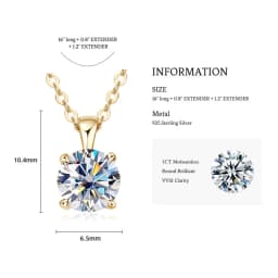1.0 Carat 2ct 3ct D Moissanite Solitaire Drop Necklaces 18k Gold Plated Pendant Original Real 925 Silver Chain Jewelry for Women
