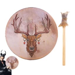 Shaman Drums For Adults 9Inch Deer Head Handcrafted Drum Sound Healer Instrumental Shaman Drum For Spiritual Music Reflection