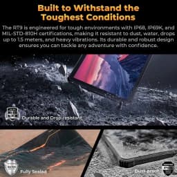 OUKITEL RT9 Rugged Tablet 6GB+256GB 10.1" HD Display Android 14 Unisoc T606 Octa-Core Support Dual SIM 11000mAh IP68 Tablet PC