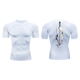 Yin Yang Sword Print Short Sleeve Compression Shirts for Men Summer Athletic Quick Dry T-shirts Gym Workout Running Tees Tops