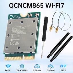 Fenvi WiFi 7 QCNCM865 M.2 Card Bluetooth 5.3 Up to 5.8Gbps with Antennas Wireless Network Adapter WiFi 6E WiFi6 for Windows 11