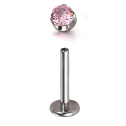ASTM F136 Titanium Skin Surface PIERC Ear Lip Nose Studs with CZ Top Labret Threaded Earrings Multi Size Body Piercing Jewelry