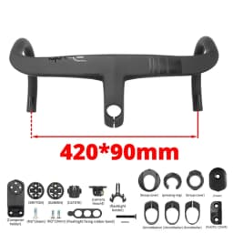 ALANERA RS T1000 Carbon Integrated Road Handlebar with Computer Mount, Internal Cable Routing, 28.6mm Steerer & Spacers