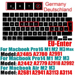 Compatible Keyboard Cover for 2022 MacBook Air 13.6 M2 A2681/2021 2023 MacBook Pro14 16 M1 A2442 A2485 A2779 A2780 with Touch ID