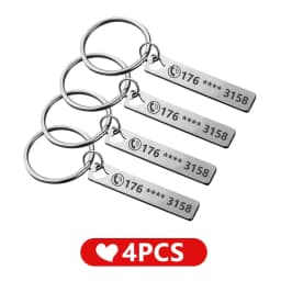 Stainless Steel Anti-lost  Customized Phone Number Key Chain for Women Men Personalized Laser Engraved Names  Bar Key Ring