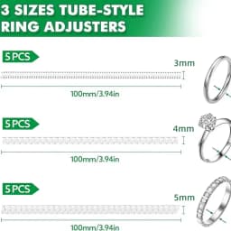 5 Pack Ring Size Adjuster - with 3 Sizes Clear Ring Sizer Adjuster for Loose Rings,Spiral Silicone Tightener Set