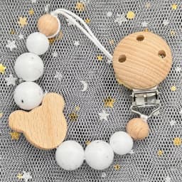 Custom Personalized Name Baby Pacifier Clip Bear Pacifier Chain Holder for Baby Teething Soother Chew Toy Food Grade Dummy Clips