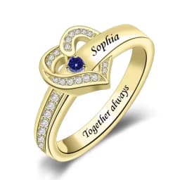 Personalized 1-8 Birthstone Rings for Women Customized Engraved Name Rings for Her Custom Cubic Zirconia Stones Heart Rings Gift