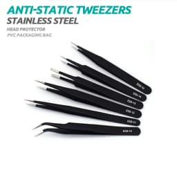 ESD Anti-Static Stainless Steel Tweezers Precision Maintenance Industrial Repair Curved Tool Home Working