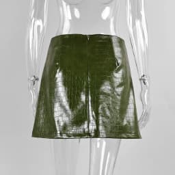 Linad Sexy Green PU Mini A Line Skirts Women Vintage Wine Red High Waist Skirt 2026 Summer Street Chic Slim Zipper Skirts Female