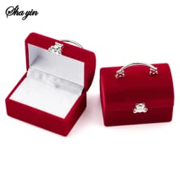 1 Piece Small Jewelry Box Velvet wedding Ring box Necklace Display Box Cute Bear Gift box Container Case for Jewelry Packaging
