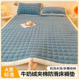 Thickened Warm Milk Fleece Autumn Winter Bed Pad Warmth  Fluffy Cozy Queen Bed Sheet Anti-slip Antistatic King Mattress Toppers