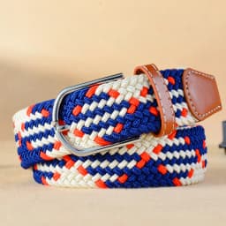 3.3x107cm Solid Color Elastic Braided Belt Casual Men's Women's Belt Stretch Canvas Pin Buckle Waistband