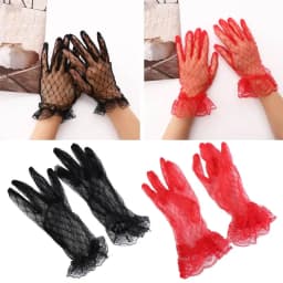 White mesh fingered short bridal gloves, sexy transparent wrist length Wedding gloves, suitable for women's wedding accessories