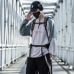 Contrast Color Design Quick Dry Half-zipper Cycling Hoodies Summer Man High Street Outdoor Tactical Long Sleeve Tops