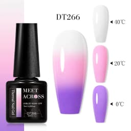 MEET ACROSS 7ml Glitter Sequins Thermal Gel Nail Polish 3 Layers Temperature Color Changing Semi Permanent UV Gel Varnish Nails
