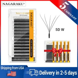 NAGARAKU Ship From USA 5 Cases YY W Shape 3D 4D 5D 6D 7D Eyelashes Fast Free Delivery in 2-5 days by USPS Express