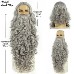 REEWES Santa Claus Beard Wigs Set,Eyebrows Moustache Accessories,Blonde Synthetic Wig,Christmas Costume Hair,Old Men Dress