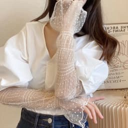 Summer Sunscreen Sleeves Shade for Women Polka Dot Lace UV Thin Breathable Oversleeves Cycling Driving Fingerless Sleeves
