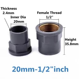 1-3Pcs 20~32mm To 1/2~1 Inch Grey PVC Copper Female Thread Pipe Socket Straight Garden Irrigation Water Supply Tube Joints