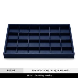 Oirlv Premium Blue Leather Stackable Jewelry Tray Multifunction Jewelry Drawer Organizer Trays Rings Earrings Storage Props