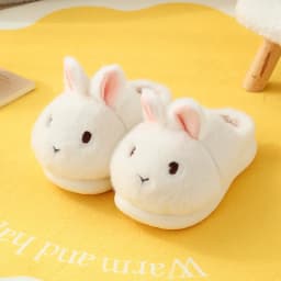 ZUOFU Cute Bunny Rabbit Fluffy Plush Slippers For Women Men Autumn Winter Non-Slip EVA Sole Indoor Warm Home Slippers