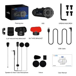 Fodsports V6S Motorcycle Intercom Helmet Bluetooth Headset 6 Riders 1000m Waterproof Wireless Interphone,FM Radio,Share Music