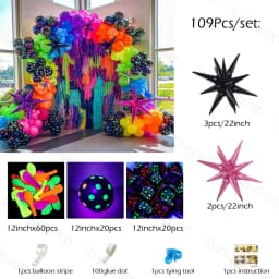 1Set Neon Balloons Neon Glow UV Glow Balloons Garland Arch Kit Fluorescent Globos Blacklight Birthday Party Decor Baby Shower