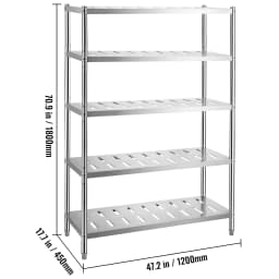SucceBuy 4/5 Tier Storage Shelf Storage Shelving Unit Stainless Steel Garage Shelf with Adjustable Height and Vent Holes