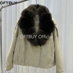 OFTBUY 90 Duck Down Real Fox Fur Collar Luxury Women New Winter Down Jacket Female Loose Short Puffer Coat Thick Warm Outerwear