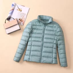 Fashionable Lightweight down Cotton Jacket Women's Short Stand Collar Hooded Slim Fit Autumn Winter plus Size Outerwear