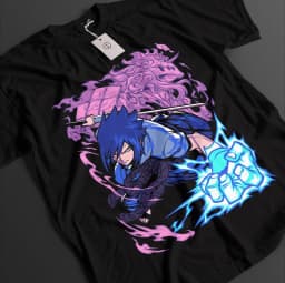 2026 New Naruto Uzumaki Sasuke Anime Printed T-shirt Summer Men's Pure Cotton Neutral Casual Family Set Short Sleeved T-shirt