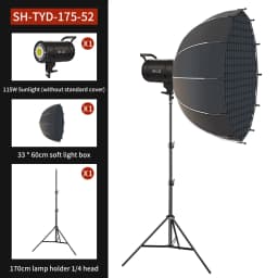 SH 115W Photography LED Video Light Daylight-Balanced Sun Lamp for Softbox Lighting Portrait Flash Studio Tik Tok Youtube Live
