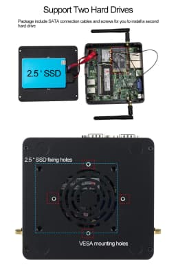 XCY Fanless Mini PC Intel Core I5-5200U I3-5005U Dual GbE LAN 2x RS-232 Serial Ports 4x USB Embedded IPC WiFi Windows Linux