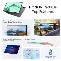 HONOR Pad X8a,EU Version Tablet,11-inch High Refresh Rate Eye Comfort,8300mAh Battery, Quad-speaker, Slim Metal Design, HONOR Android Tablet