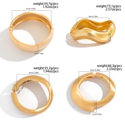 SHIXIN 4 Styles Punk Matte Metal Wide Cuff Bangles Women Vintage Gold Color Geometric Spring Bangles Bracelet Men Jewelry New