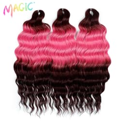 Magic 24Inch 3PCS Loose Wave Synthetic Crochet Hair Bundles Copper Red Heat Resistant Hair Extensions For Women Braiding Styling