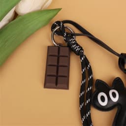 Classic Cute Leather Chocolate Cat Keychain Pendant Lovely Car Key Ring Bag Charm Phone Pendant Trinket Key Ring Accessories